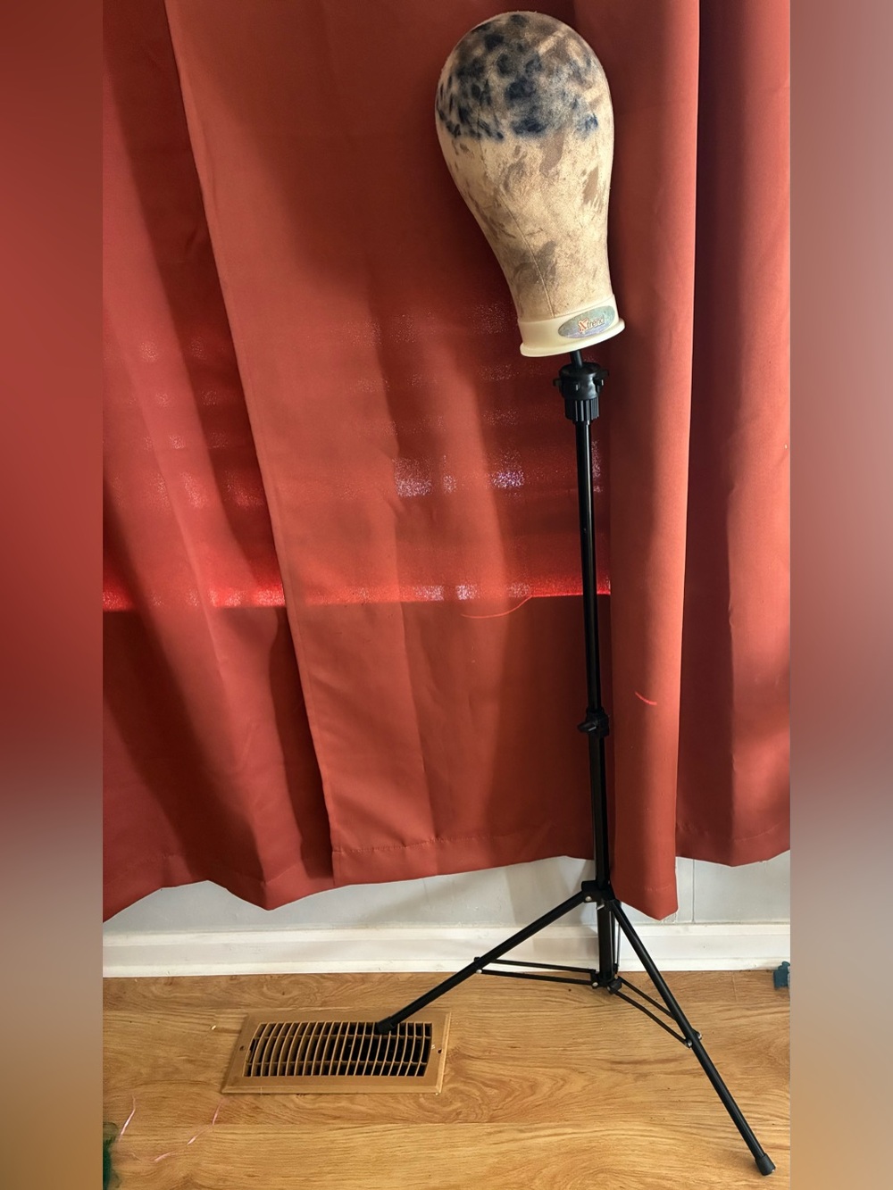 Adjustable Black Wig Stand Tripod with Canvas Mannequin Head